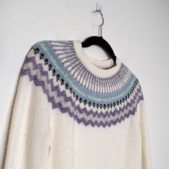 Ann Taylor Loft Fair Isle Sweater Sz S Crew Neck Wool Blend Nordic Holiday Ski - Picture 6 of 13